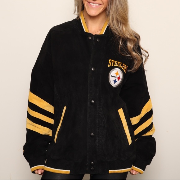 EUC Vintage Pittsburgh Steelers Suede Bomber Jacket - Picture 3 of 16